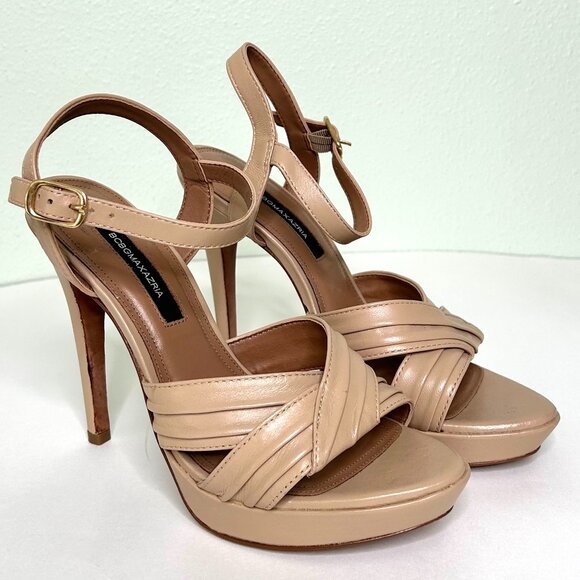 BCBG Max Azria Ravil Criss Cross Platform Sandal in Almond Size 8 *NWOB* - Picture 6 of 12